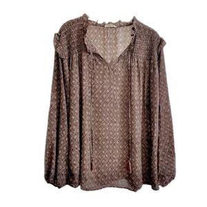 grand & greene x Anthropologie | Ruffle Long Sleeve Tassel Blouse